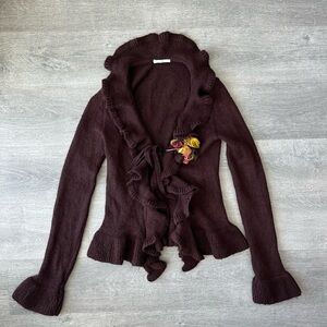 Vintage POS( Point of Italy) Made in Italy Mohair Blend Ruffle Cardigan